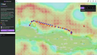 Geomachine Visualization of an optimal ship route